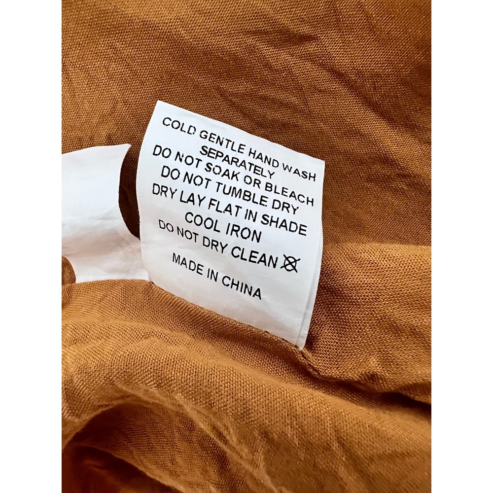 DISSH Linen Maxi Dress Women 12 Ochre Excellent Halter Cutout Smocked Back - Picture 8 of 8